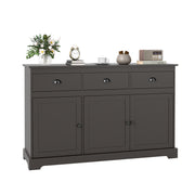 3 Drawers Sideboard Buffet Storage with Adjustable Shelves-Brown