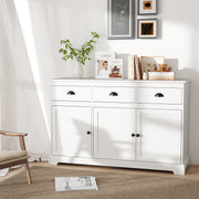 3 Drawers Sideboard Buffet Storage with Adjustable Shelves-White