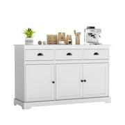 3 Drawers Sideboard Buffet Storage with Adjustable Shelves-White