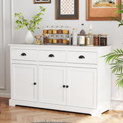 3 Drawers Sideboard Buffet Storage with Adjustable Shelves-White