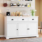 3 Drawers Sideboard Buffet Storage with Adjustable Shelves-White