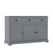 3 Drawers Sideboard Buffet Storage with Adjustable Shelves-Gray