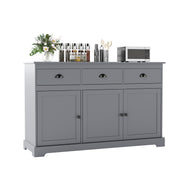 3 Drawers Sideboard Buffet Storage with Adjustable Shelves-Gray