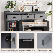 3 Drawers Sideboard Buffet Storage with Adjustable Shelves-Gray