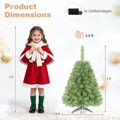 3 ft Pre-Lit Artificial Mini Christmas Tree with 100 Warm White LED Lights