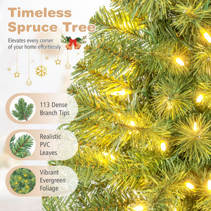3 ft Pre-Lit Artificial Mini Christmas Tree with 100 Warm White LED Lights