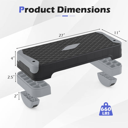 3-in-1 Aerobic Step Platform with Risers and Balance Trainers