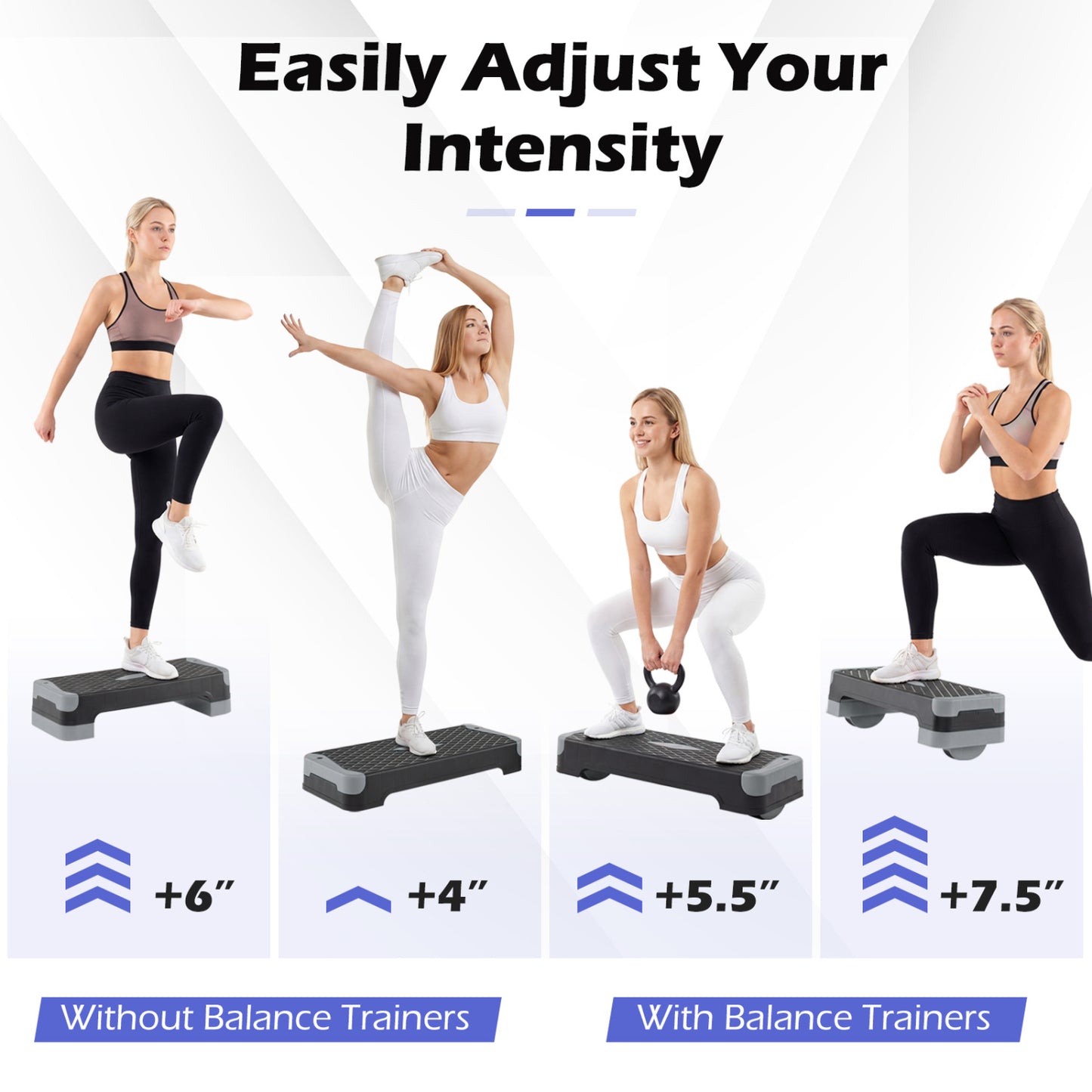 3-in-1 Aerobic Step Platform with Risers and Balance Trainers