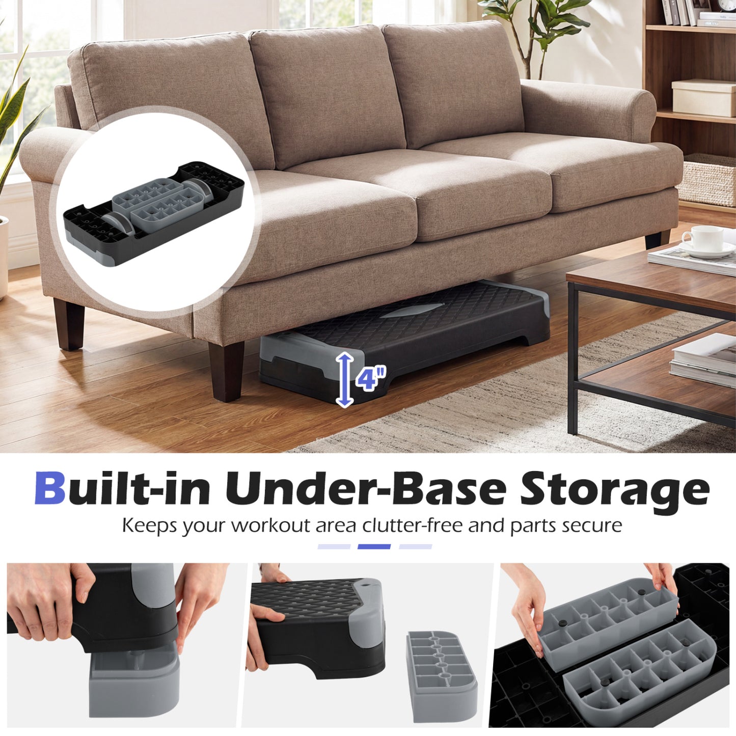 3-in-1 Aerobic Step Platform with Risers and Balance Trainers