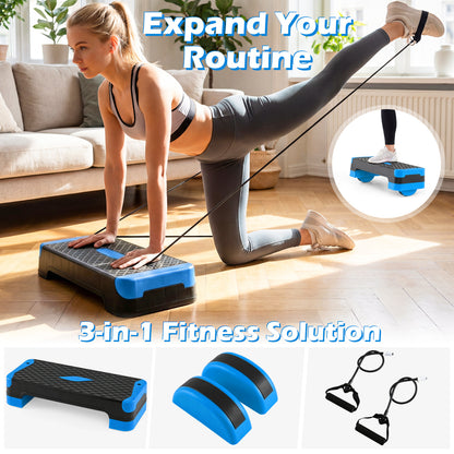 3-in-1 Aerobic Step Platform with Risers and Balance Trainers