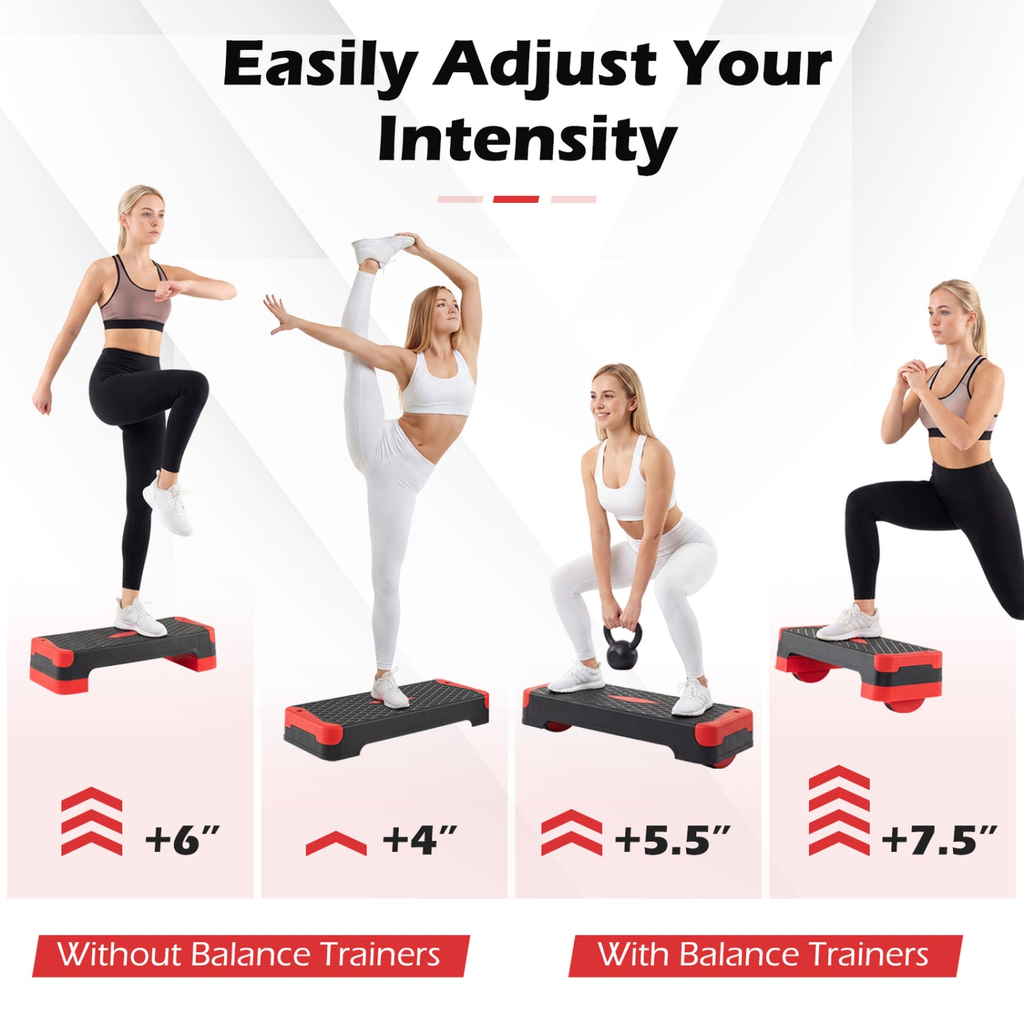 3-in-1 Aerobic Step Platform with Risers and Balance Trainers