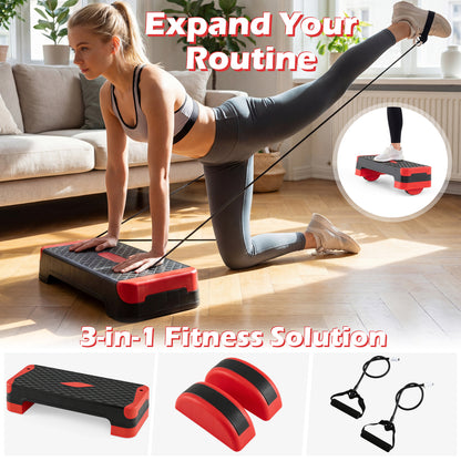 3-in-1 Aerobic Step Platform with Risers and Balance Trainers