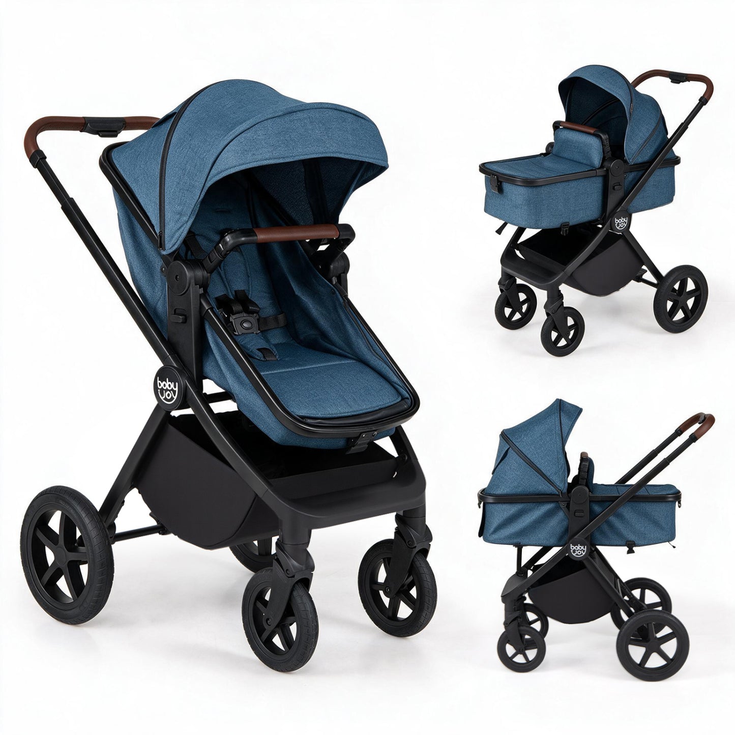 3-in-1 Convertible High Landscape Bassinet Stroller