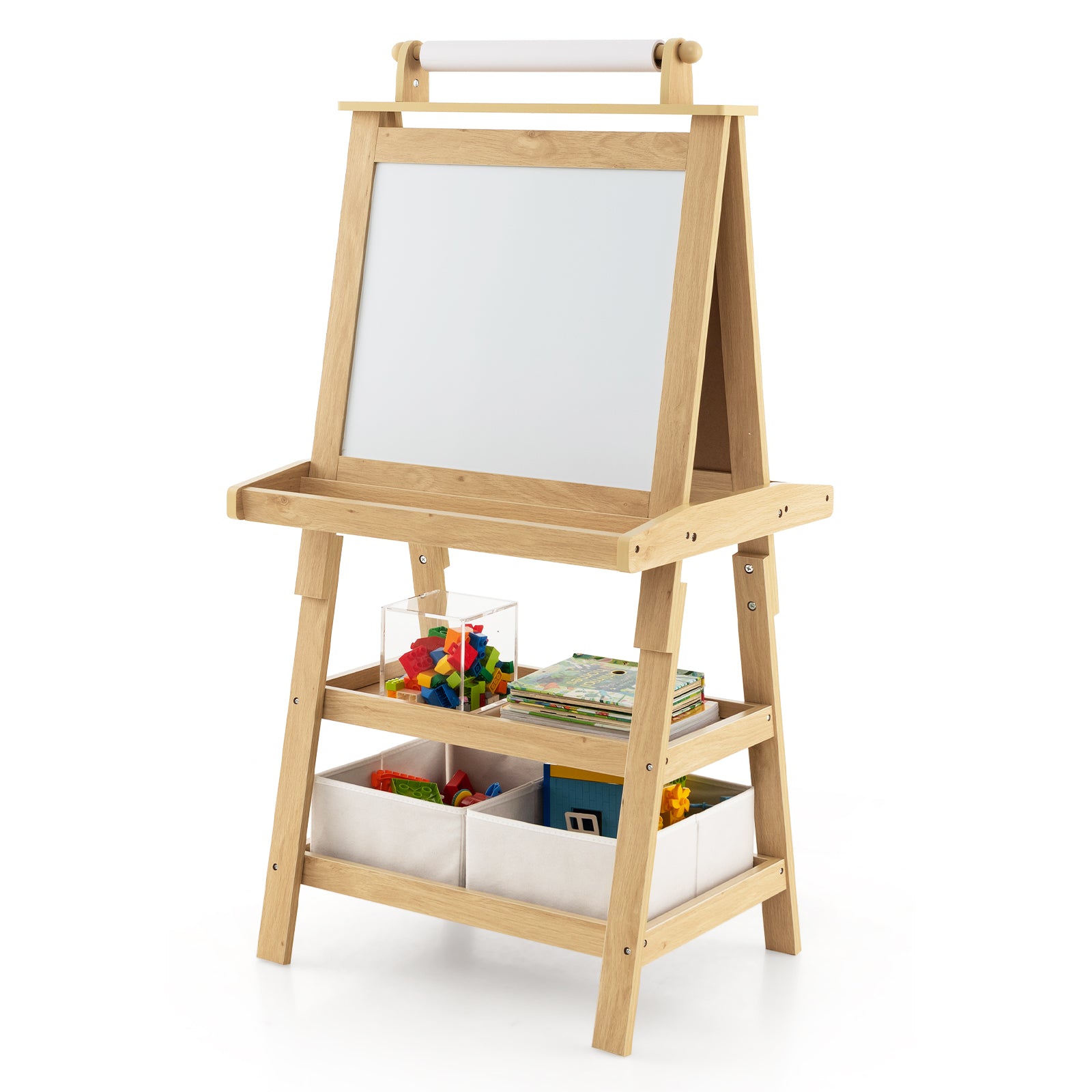 3-in-1 Double-Sided Storage Art Easel-Natural - Natural
