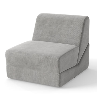 3-in-1 Folding Sofa Bed with Washable Zippered Cover-Gray