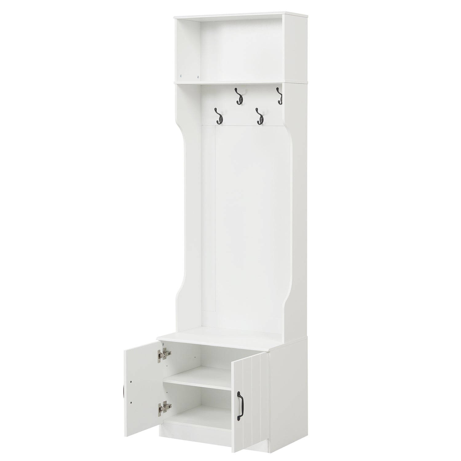 3-in-1 Hall Tree with Bench and Storage 23.5‚Äù Wide Mudroom Storage-WHite