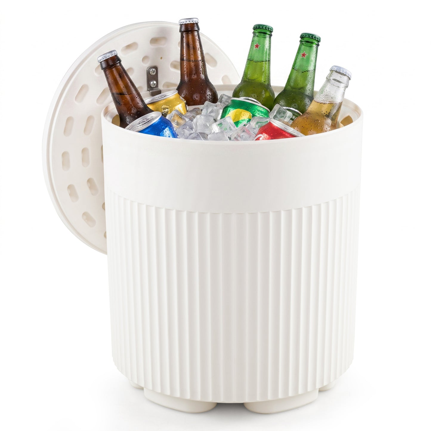 Outdoor Cooler Side Table with Fluted Design - 6.2 Gallon