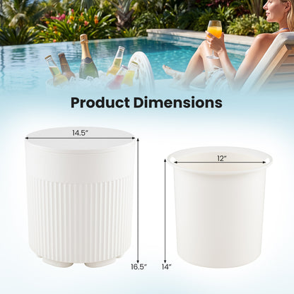 Outdoor Cooler Side Table with Fluted Design - 6.2 Gallon