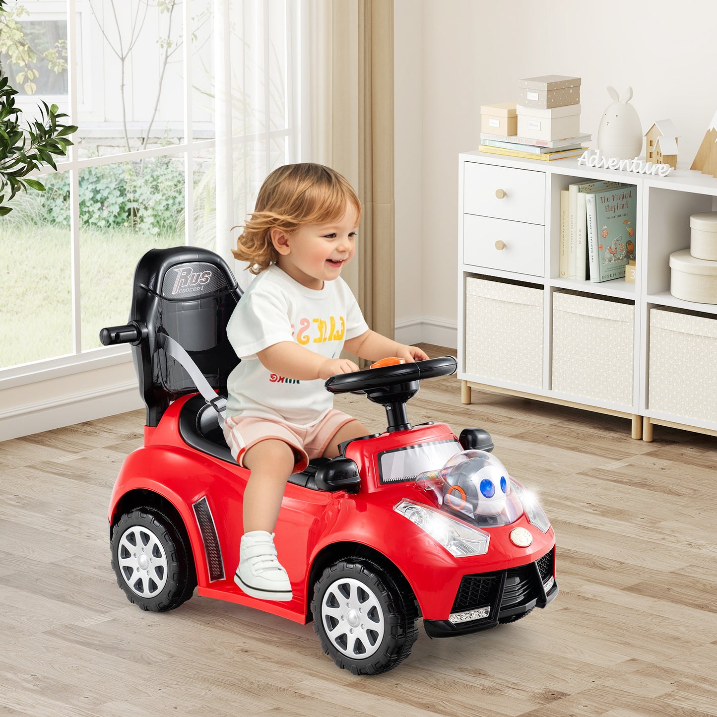 3 in 1 Push Car for Toddler Stroller Sliding Walking Car for Boys and Girls-Red
