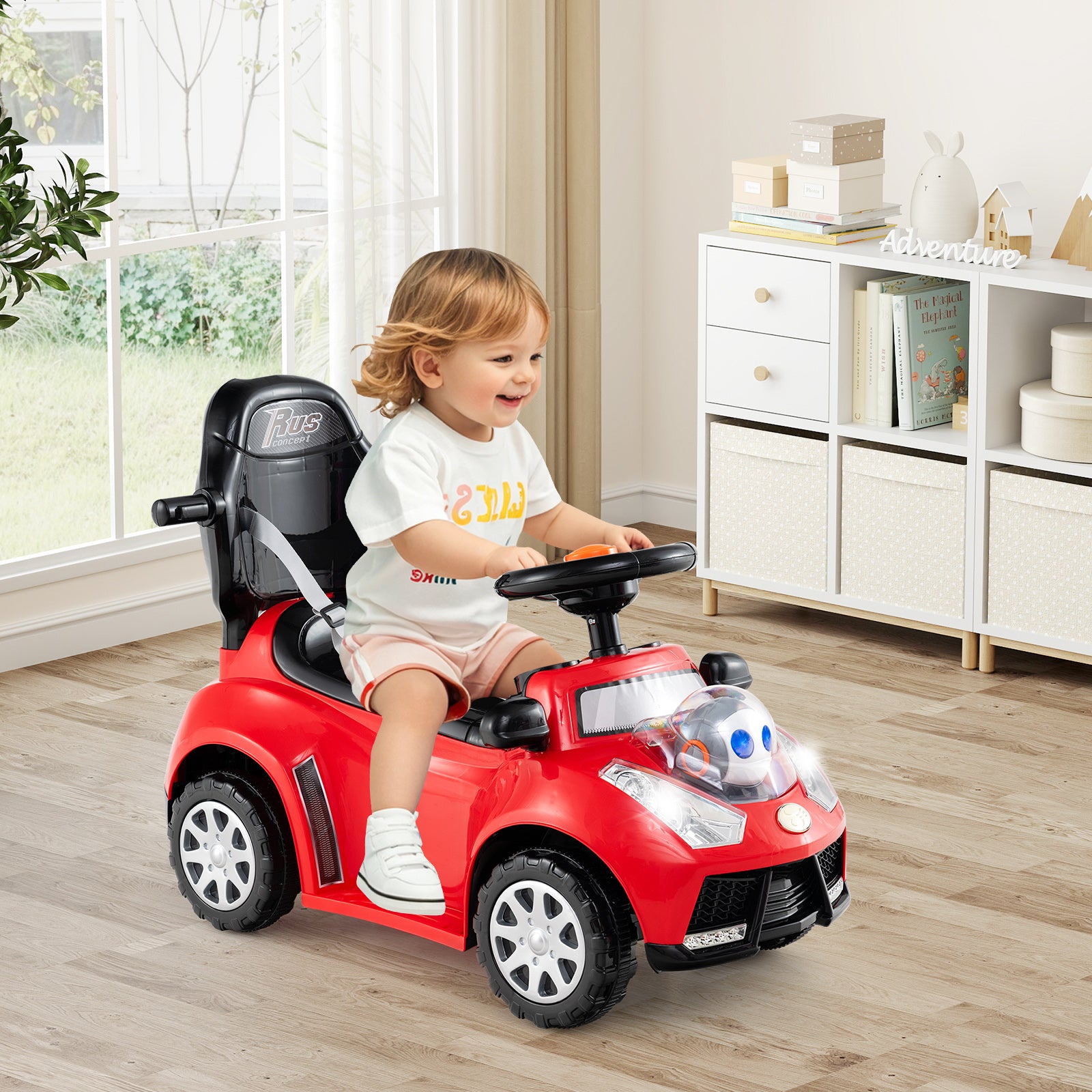 3 in 1 Push Car for Toddler Stroller Sliding Walking Car for Boys and Girls-Red