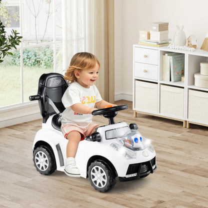 3 in 1 Push Car for Toddler Stroller Sliding Walking Car for Boys and Girls-White