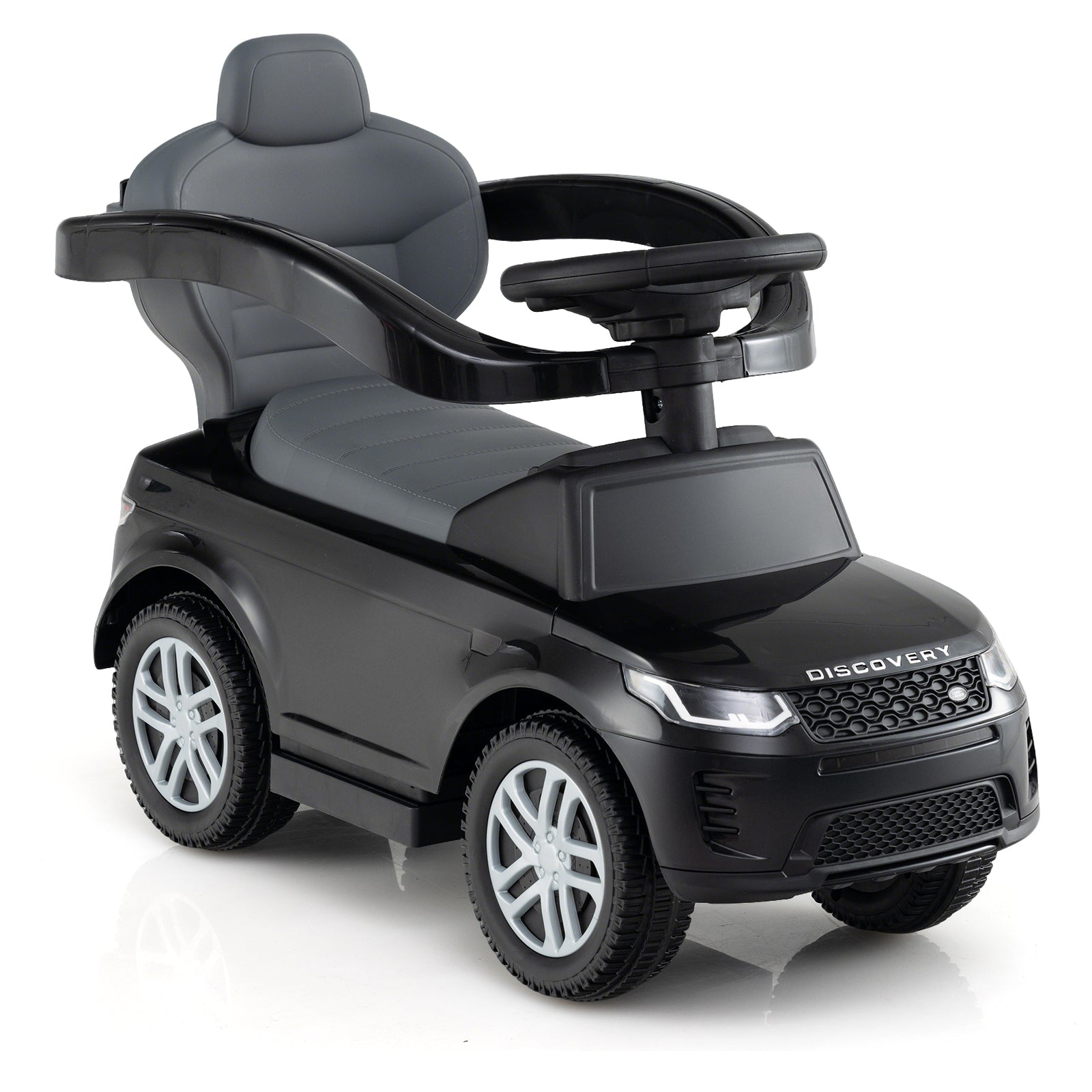 3 in 1 Push Car with Removable Handle and Guardrail for Kids 18-36 Months Old-Black