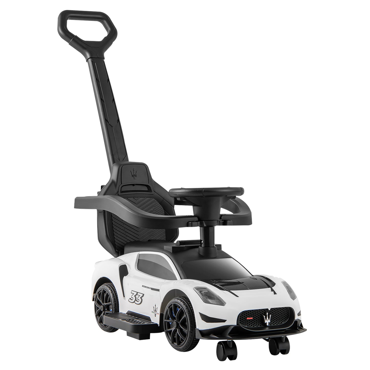 3-in-1 Ride on Push Car Maserati Licensed Sliding Car with Music-White