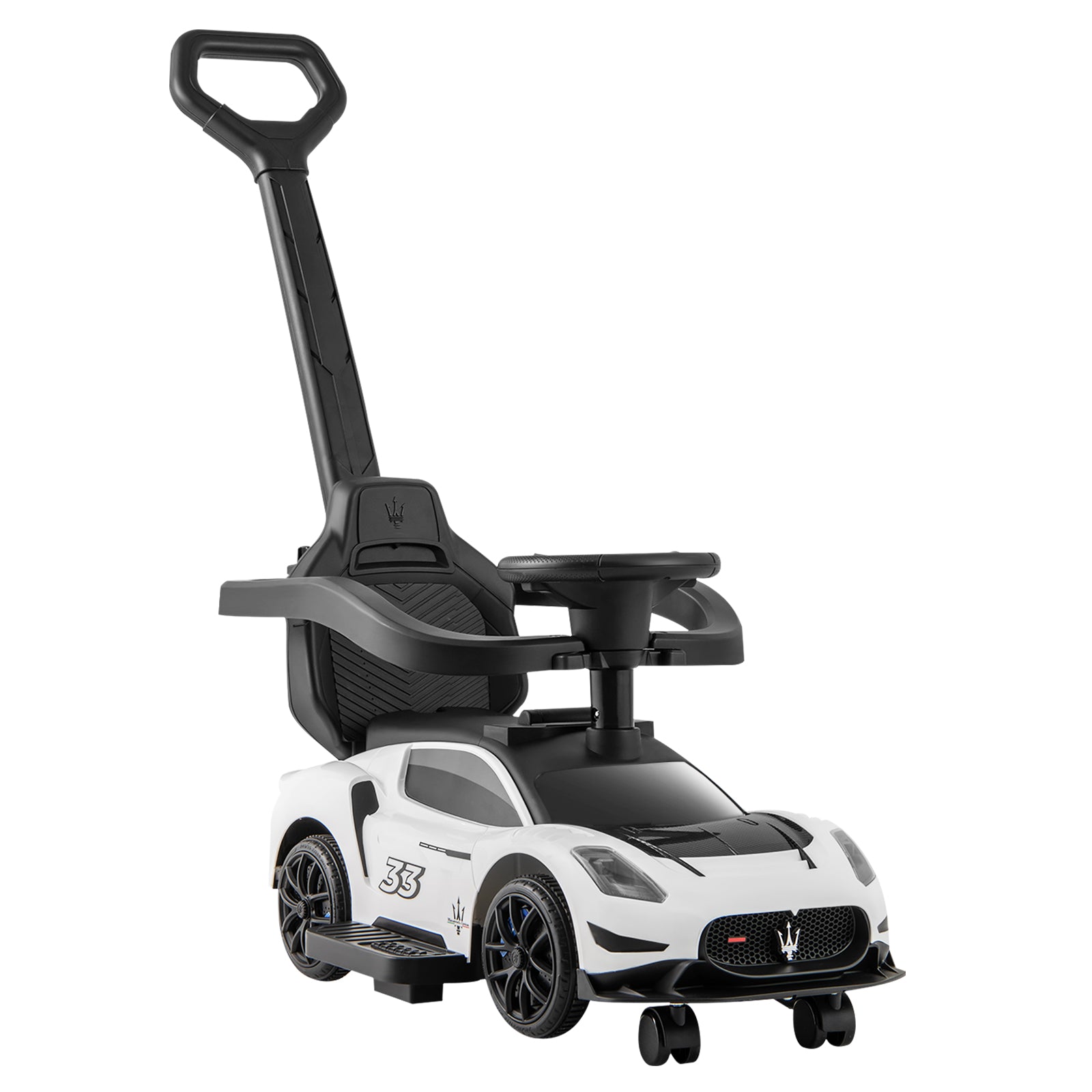 3-in-1 Ride on Push Car Maserati Licensed Sliding Car with Music-White