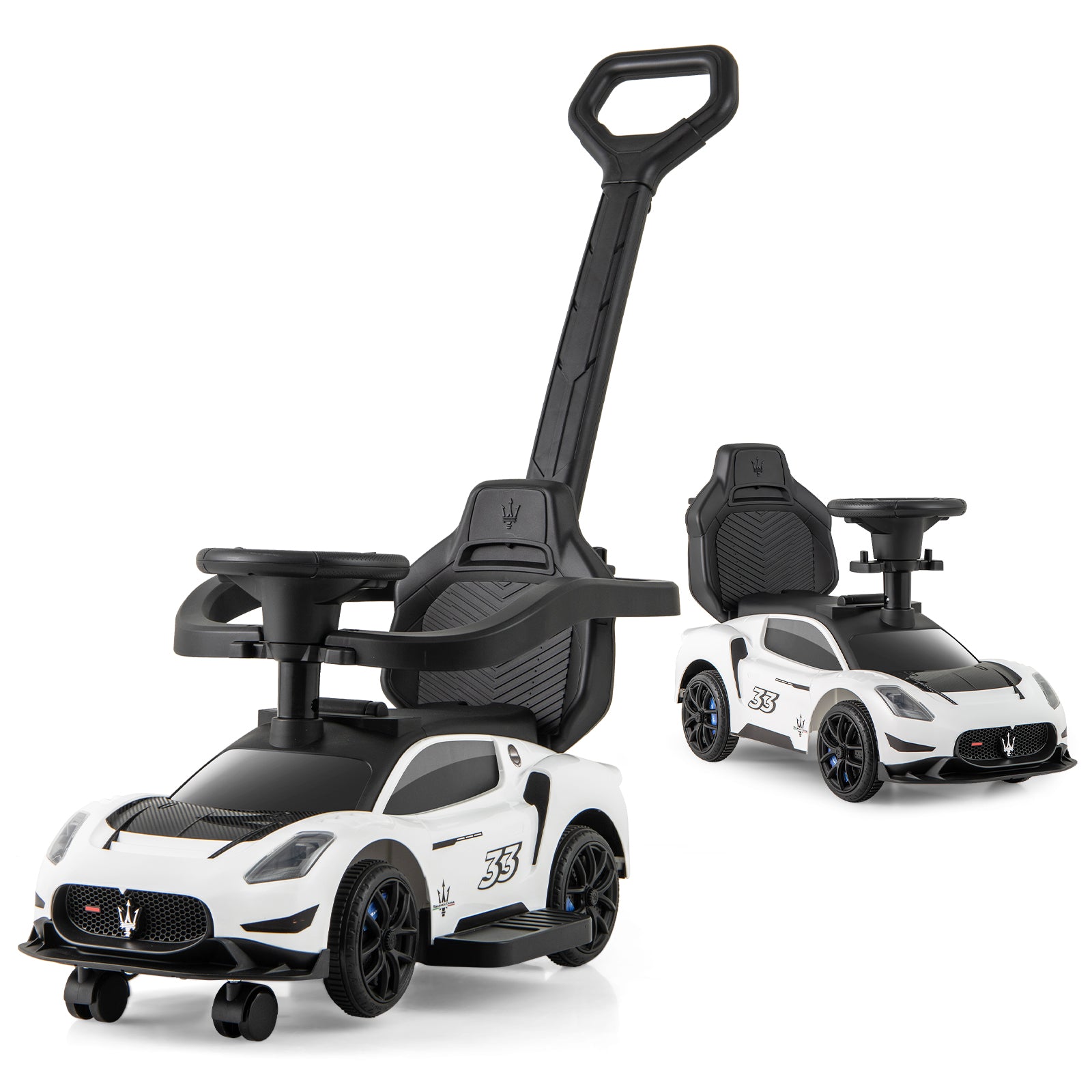 3-in-1 Ride on Push Car Maserati Licensed Sliding Car with Music-White