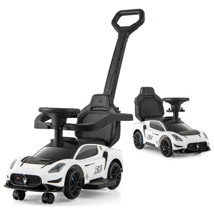 3-in-1 Ride on Push Car Maserati Licensed Sliding Car with Music-White