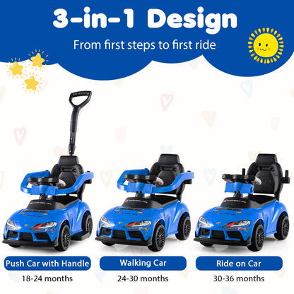 3-in-1 Toyota Licensed Foot-to-Floor Stroller Sliding Walking Toy-Blue