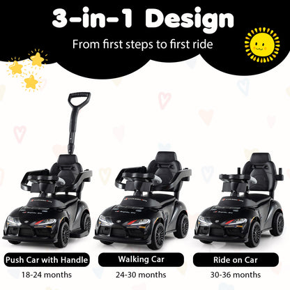 3-in-1 Toyota Licensed Foot-to-Floor Stroller Sliding Walking Toy-Black