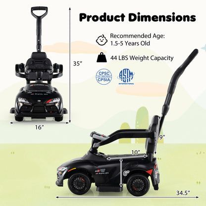 3-in-1 Toyota Licensed Foot-to-Floor Stroller Sliding Walking Toy-Black