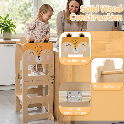 3-in-1 Wooden Kids Step Stool with Chalkboard