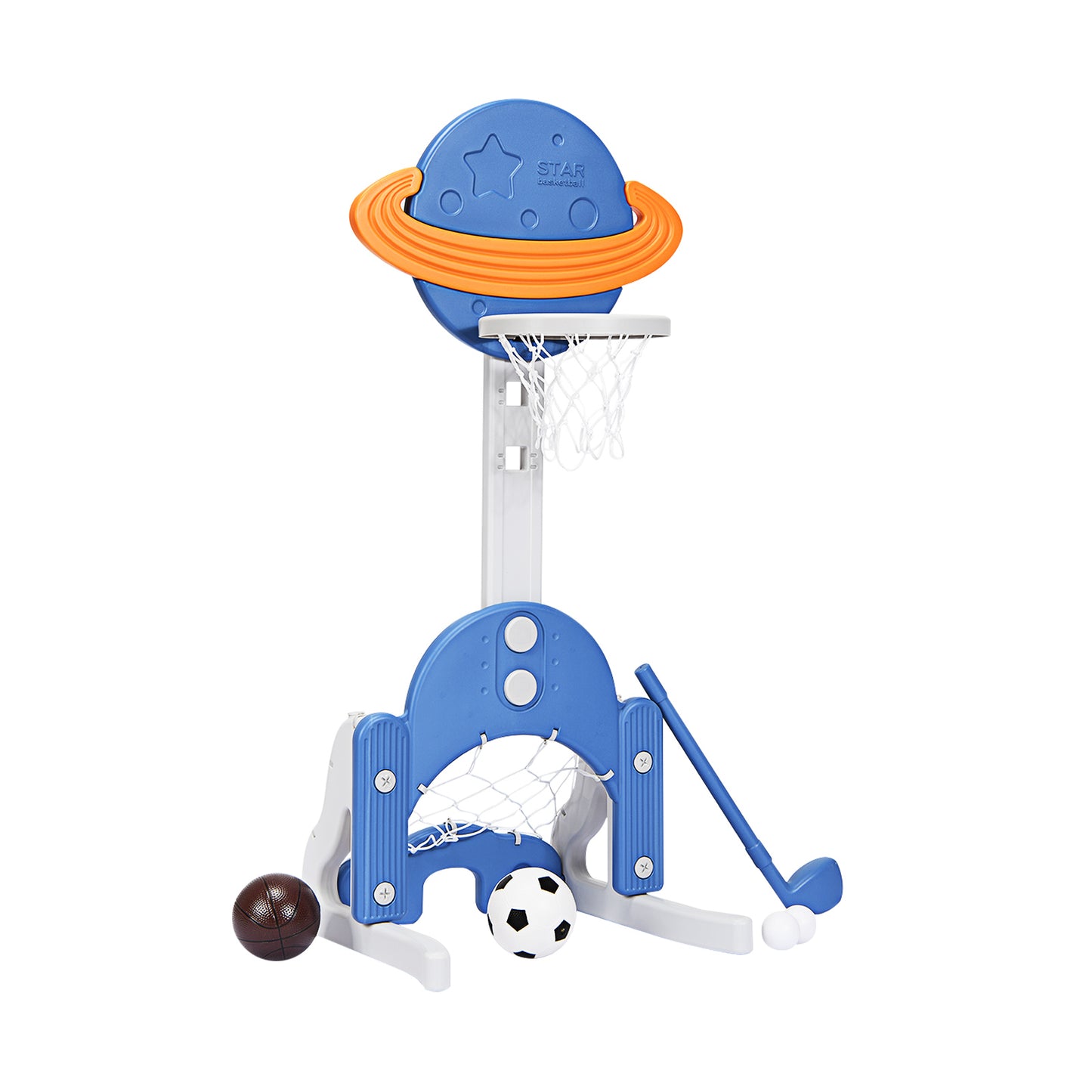 3 in 1 Height Adjustable Kids Basketball Hoop Set with Balls