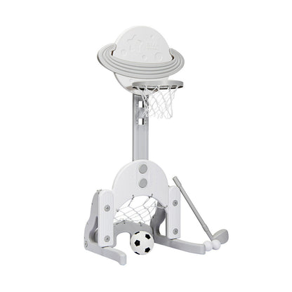 3 in 1 Height Adjustable Kids Basketball Hoop Set with Balls-White - White