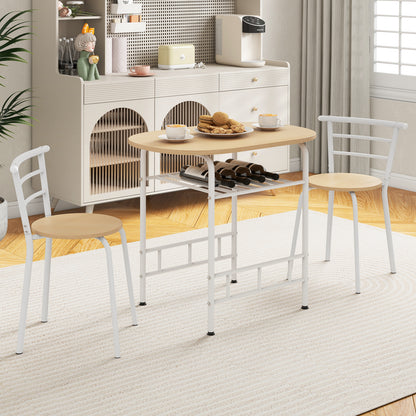 3 pcs Home Kitchen Bistro Pub Dining Table 2 Chairs Set-Tan