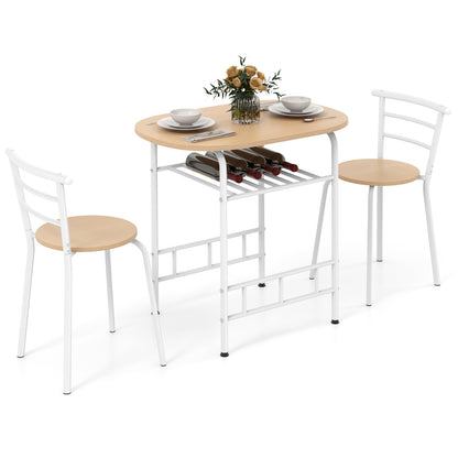 3 pcs Home Kitchen Bistro Pub Dining Table 2 Chairs Set-Tan