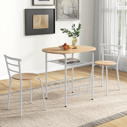 3 pcs Home Kitchen Bistro Pub Dining Table 2 Chairs Set-Tan