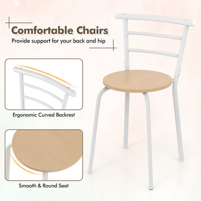 3 pcs Home Kitchen Bistro Pub Dining Table 2 Chairs Set-Tan