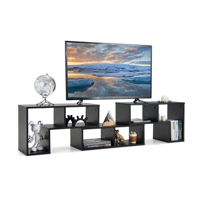 3 Pieces Adjustable TV Stand for TVs up to 65 Inch with Shelves-Black - Black