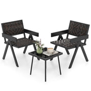 3 Pieces Patio PE Wicker Bistro Set with Quick-Drying Foam-Black