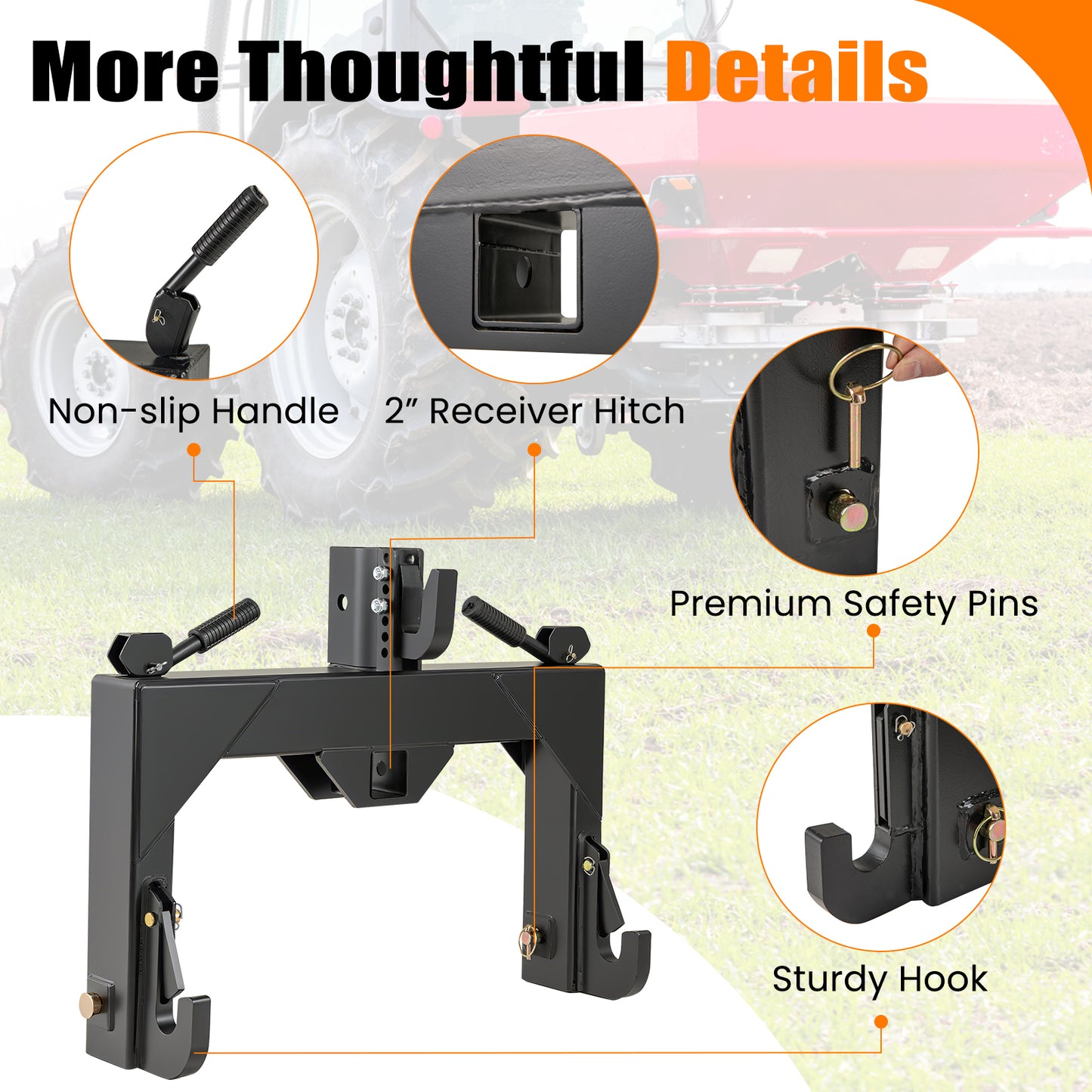 3-Point Quick Hitch with 5 Level Adjustable Bolt for Farming