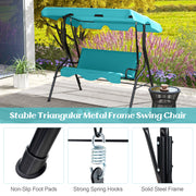 3 Seat Outdoor Patio Canopy Swing with Cushioned Steel Frame-Blue