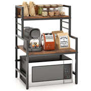 3-Tier Microwave Stand with 2 Open Shelves and Heavy-duty Metal Frame-Rustic Brown