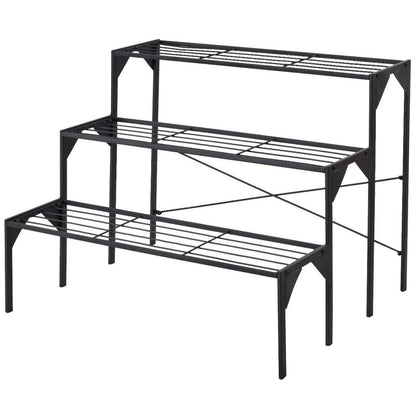 Outdoor 3 Tier Metal Plant Stand with Heavy Duty Rack for Multiple Use
