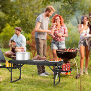 Foldable Camping Grill Table with Side Trays