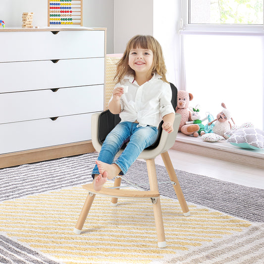 3-in-1 Convertible Wooden High Chair with Cushion