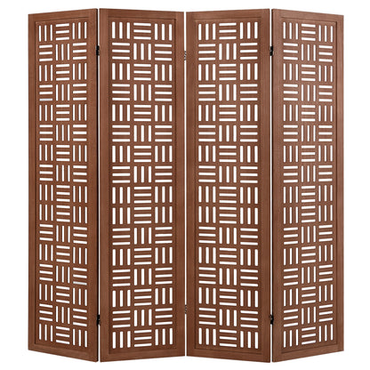 4-Panel Solid Wood Room Divider Folding Partition Stand