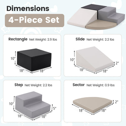 4-Piece Climb and Crawl Foam Block Play Set for Infant Baby